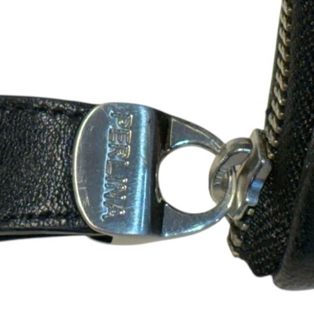 Perlina Black Leather Wristlet Wallet Zip Around Clutch - Picture 2 of 10